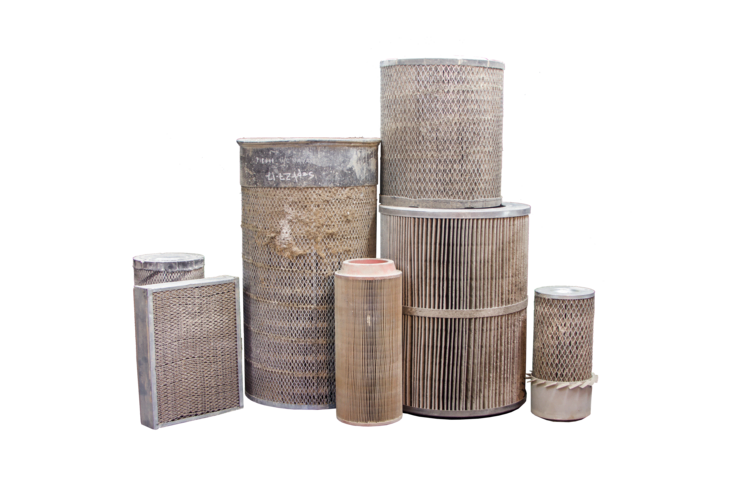 Photo of industrial air filters before cleaning