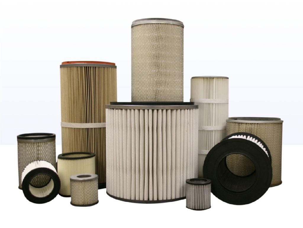 Another variety of custom industrial air filters on a white background