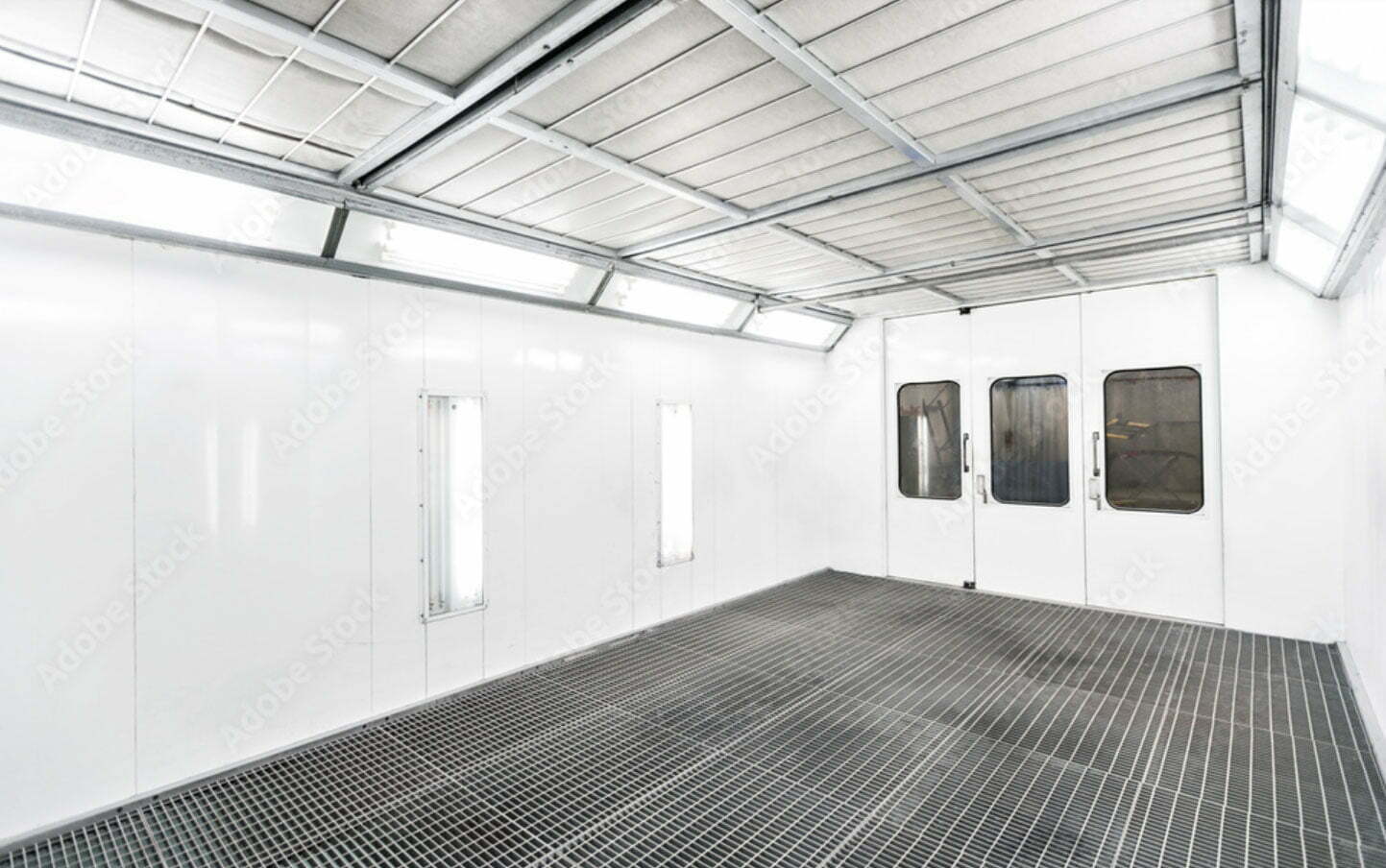 Paint Booth interior with top industrial air filters 