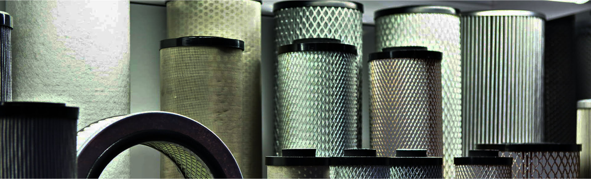 Variety of custom industrial air filters on a shelf